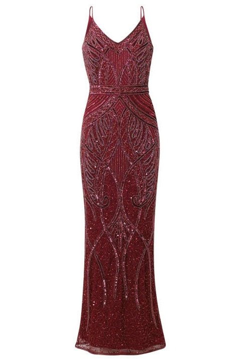Flory Berry Beaded Maxi Dress-1