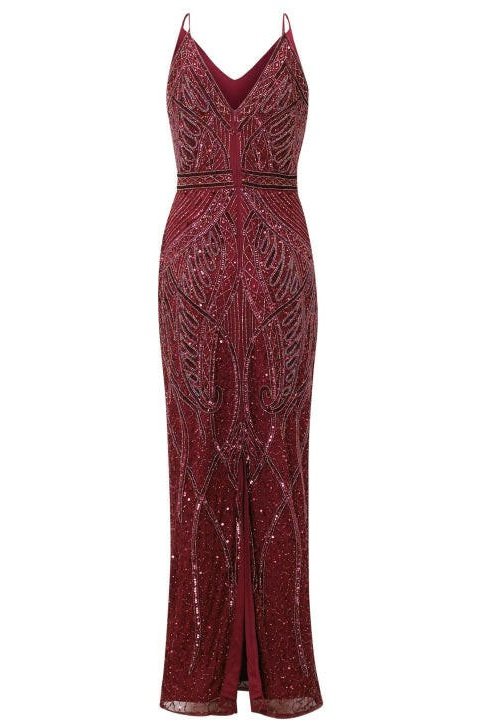 Flory Berry Beaded Maxi Dress-2