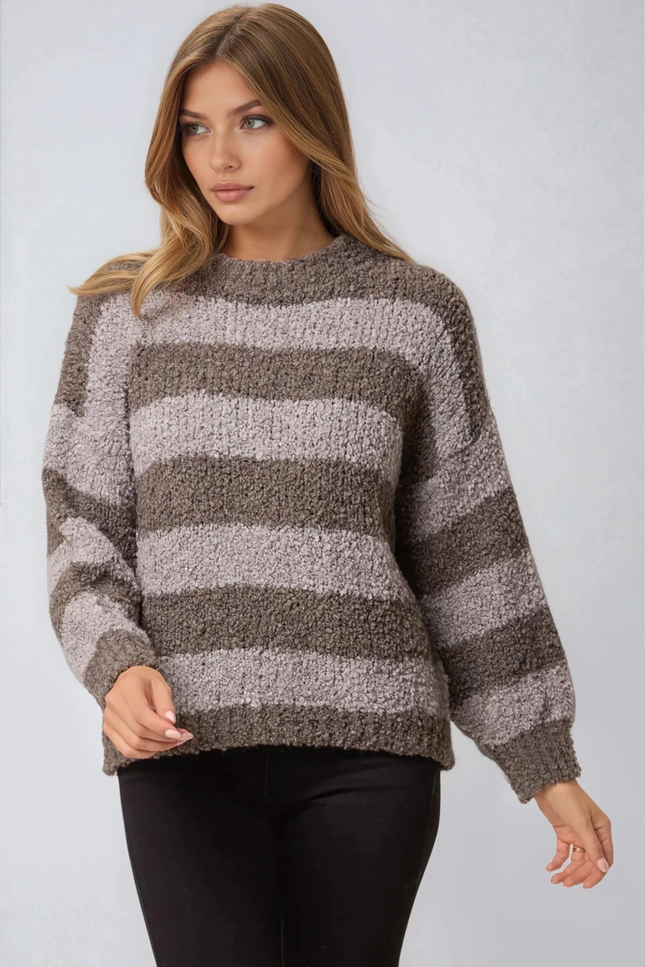 Charcoal Boucle Wool Blend Jumper-0